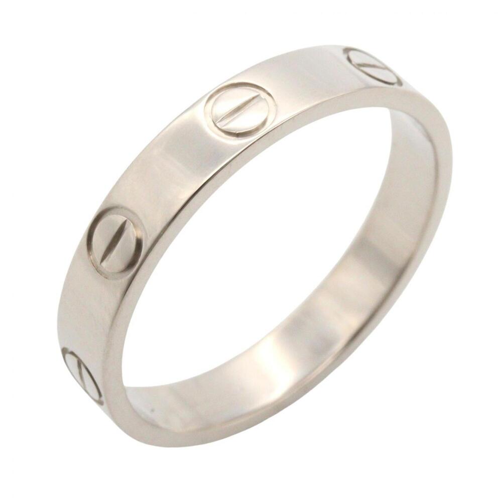 Cartier Mini Love Ring, 18K White Gold (18KWG), Silver Tone, B4085100 (Men's/...